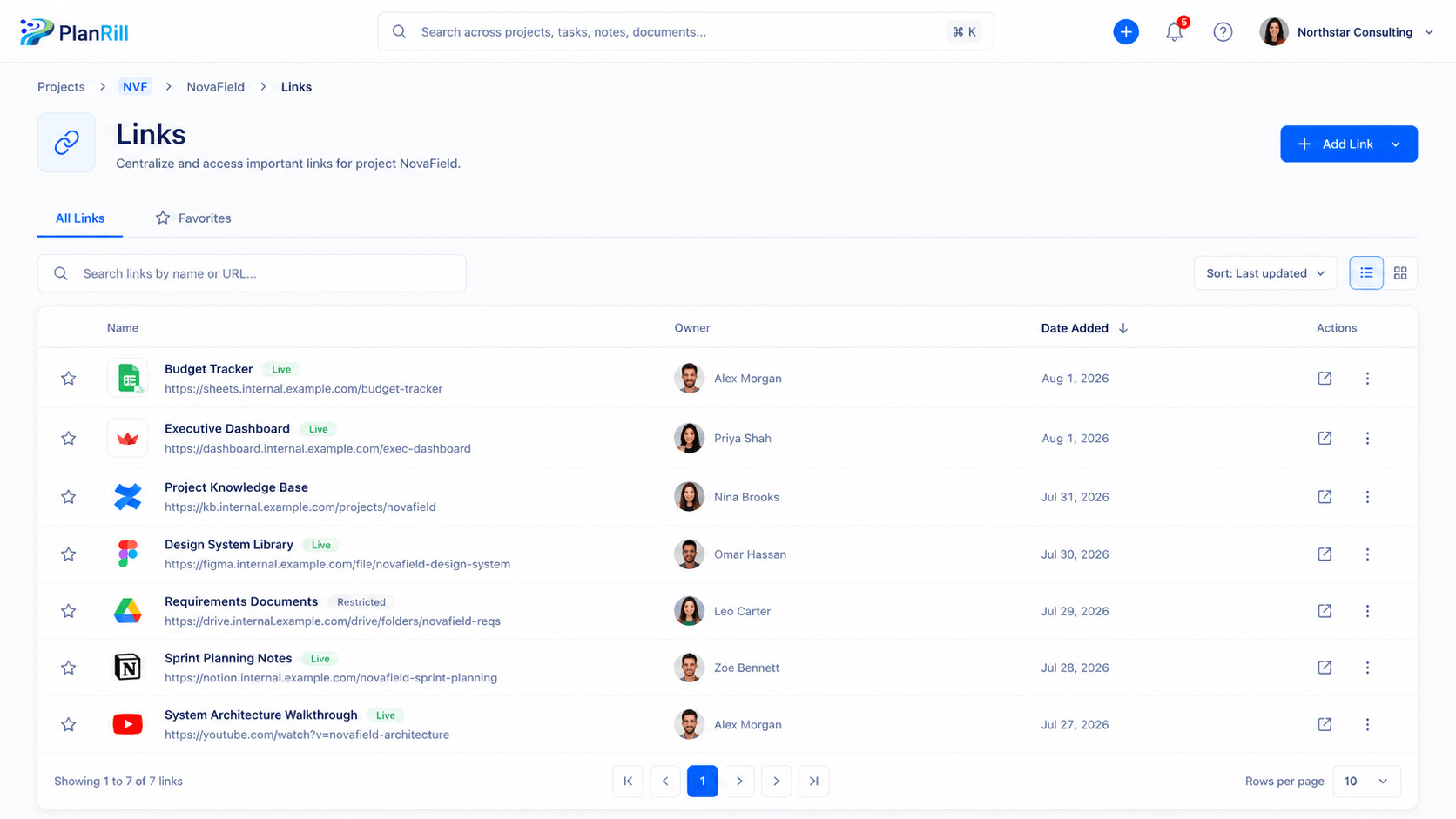 PlanRill shared project links